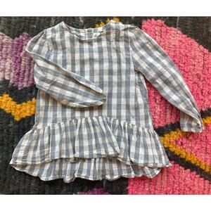 Vignette Gray Gingham Little Girls Blouse Top Long Sleeve ~ Sz 5 Years